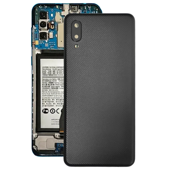Para Samsung Galaxy A02 Tapa trasera de batería con tapa de lente de cámara
