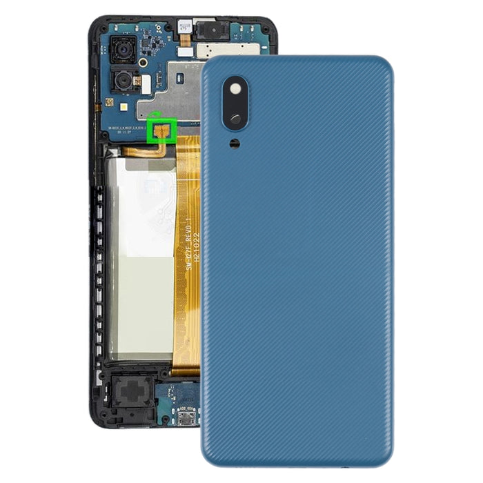 Para Samsung Galaxy A02 Tapa trasera de batería con tapa de lente de cámara
