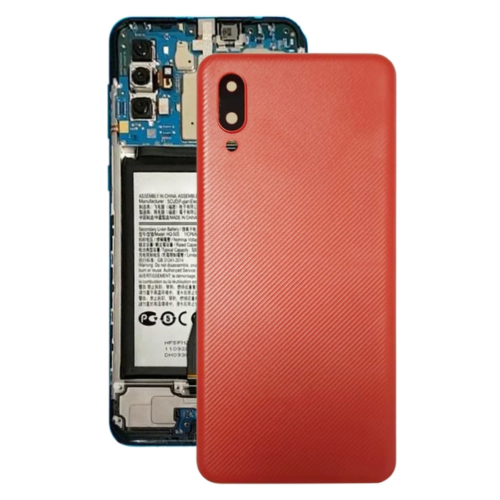 Para Samsung Galaxy A02 Tapa trasera de batería con tapa de lente de cámara