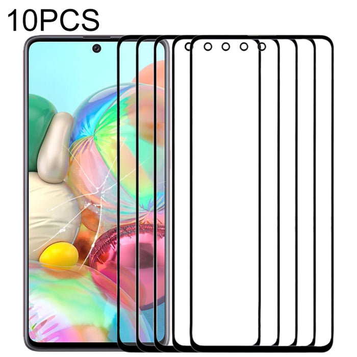 Para Samsung Galaxy A71 10 piezas Lente de vidrio exterior de pantalla frontal