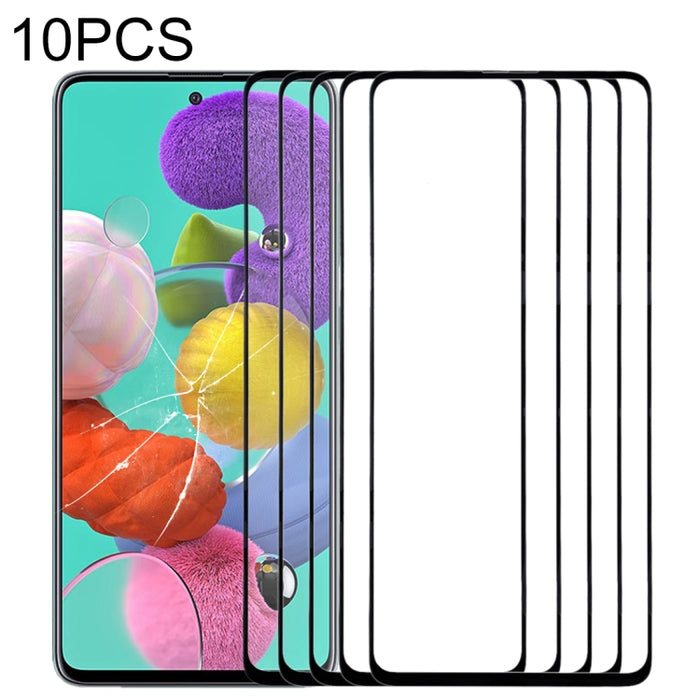 Para Samsung Galaxy A51 10 piezas Lente de vidrio exterior de pantalla frontal