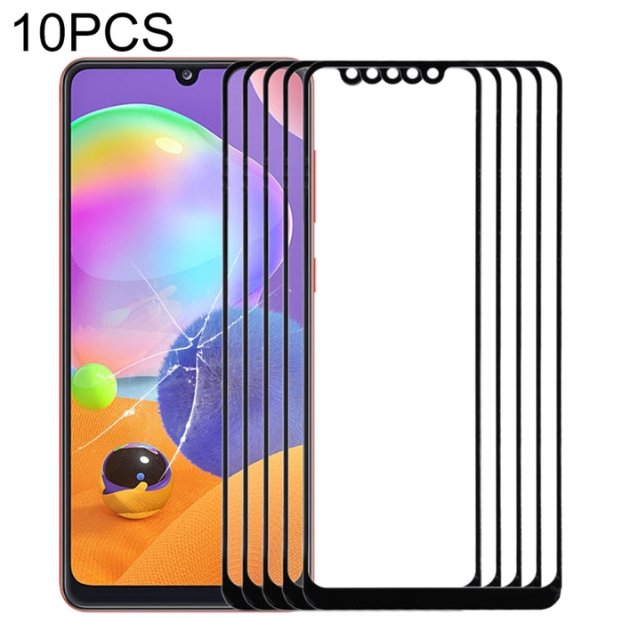 Para Samsung Galaxy A31 10 piezas Lente de vidrio exterior de pantalla frontal