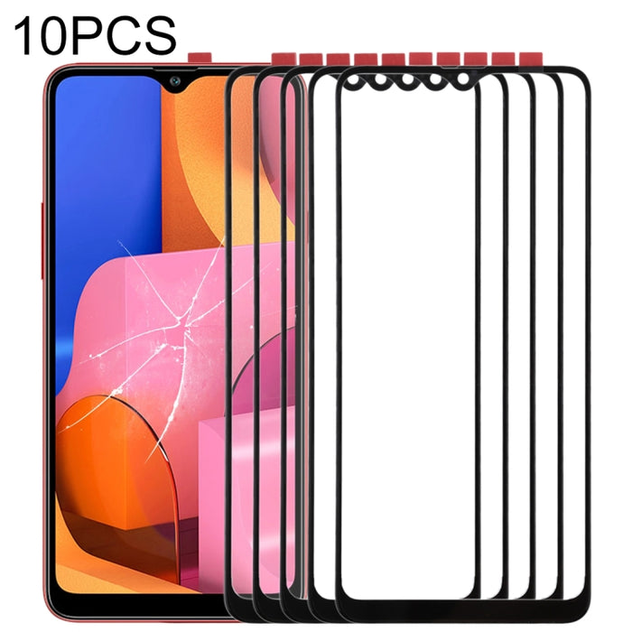 Para Samsung Galaxy A20s 10 piezas Lente de vidrio exterior de pantalla frontal