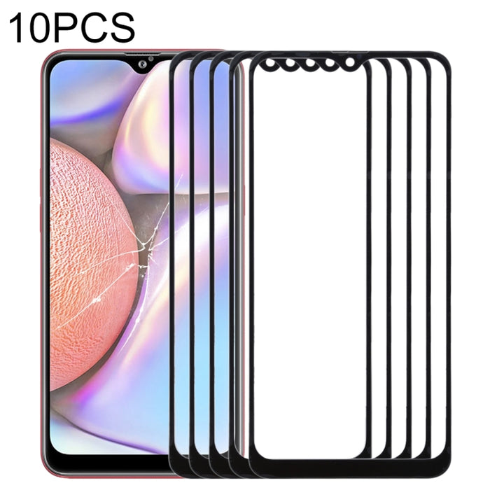Para Samsung Galaxy A10s 10 piezas Lente de vidrio exterior de pantalla frontal