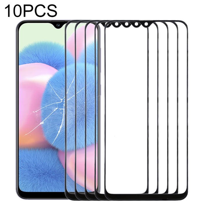 Para Samsung Galaxy A30s 10 piezas Lente de vidrio exterior de pantalla frontal