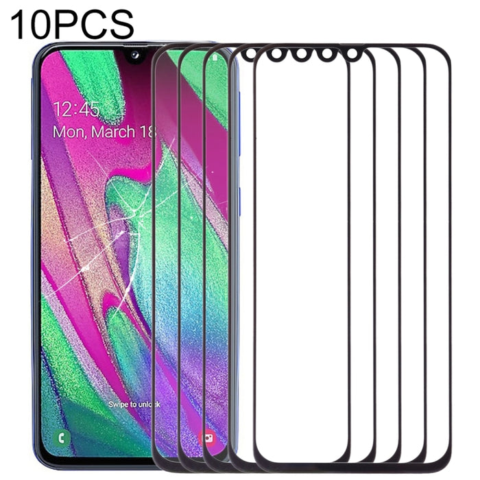 Para Samsung Galaxy A40 10 piezas Lente de vidrio exterior de pantalla frontal