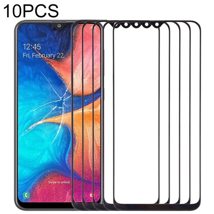 Para Samsung Galaxy A20 10 piezas Lente de vidrio exterior de pantalla frontal
