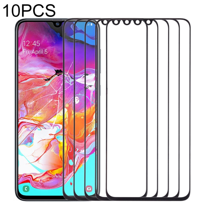 Para Samsung Galaxy A70 10 piezas Lente de vidrio exterior de pantalla frontal