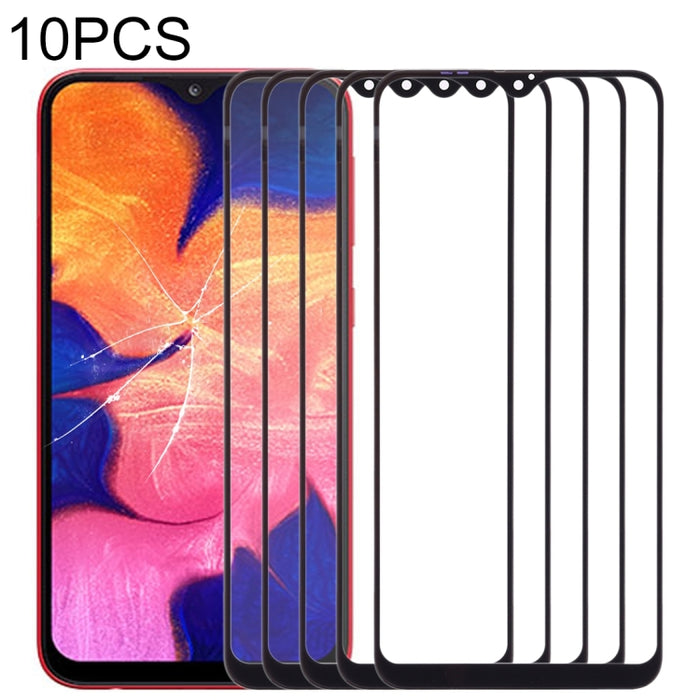 Para Samsung Galaxy A10 10 piezas Lente de vidrio exterior de pantalla frontal