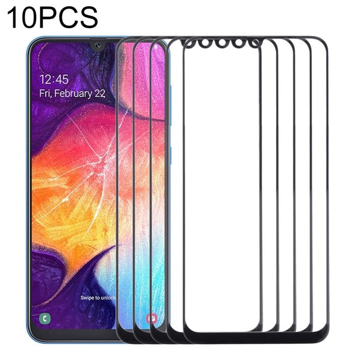 Para Samsung Galaxy A50 / A30 / M30 / A4S Lente de vidrio exterior de pantalla frontal de 10 piezas