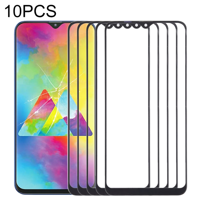 Para Samsung Galaxy M20 10 piezas Lente de vidrio exterior de pantalla frontal