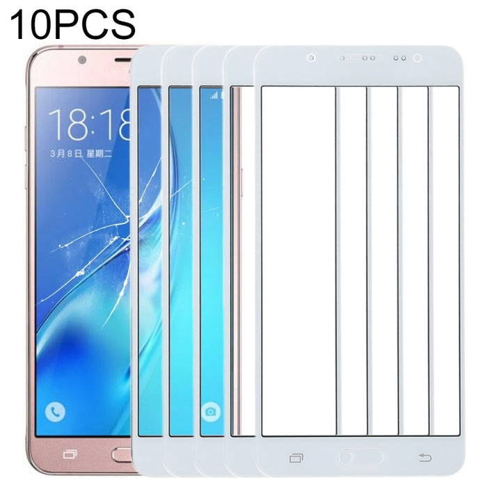 Para Samsung Galaxy J5 (2016) / J510FN / J510F / J510G / J510Y / J510M Lente de cristal exterior de pantalla frontal de 10 piezas