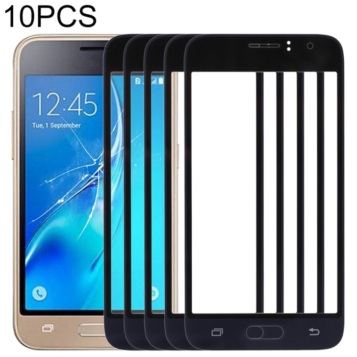 Para Samsung Galaxy J1 (2016) / J120 10 piezas Lente de vidrio exterior de pantalla frontal