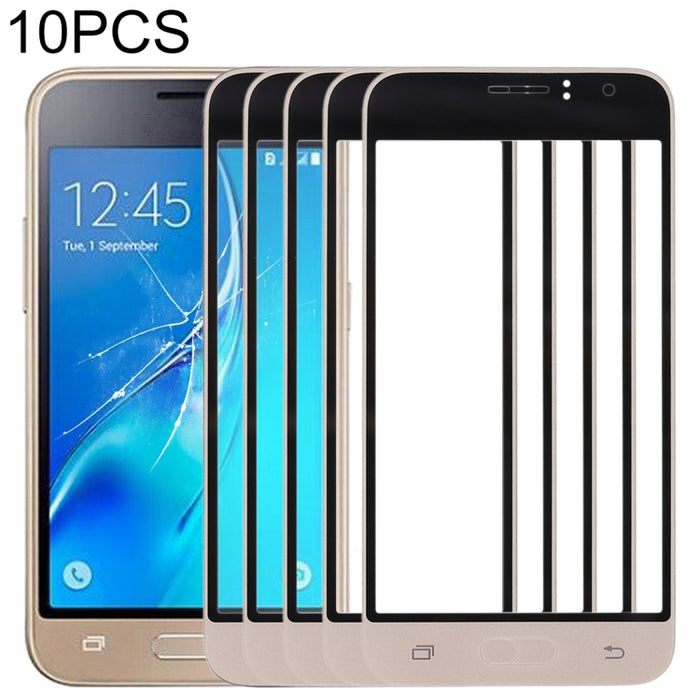 Para Samsung Galaxy J1 (2016) / J120 10 piezas Lente de vidrio exterior de pantalla frontal