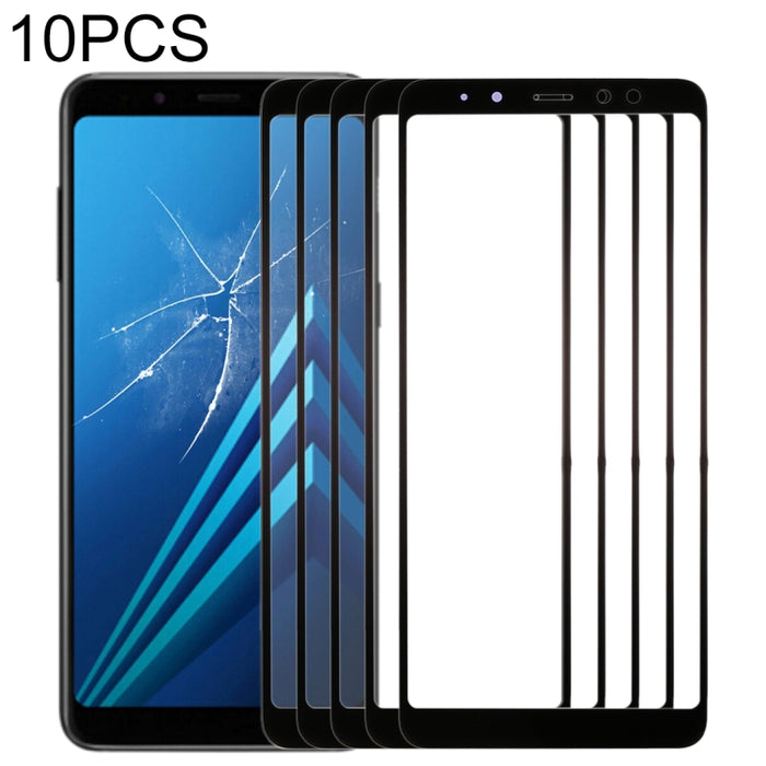 Para Samsung Galaxy A8 (2018) Lente de vidrio exterior de pantalla frontal de 10 piezas