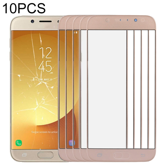 Para Samsung Galaxy J7 (2017) / J730 Lente de vidrio exterior de pantalla frontal de 10 piezas