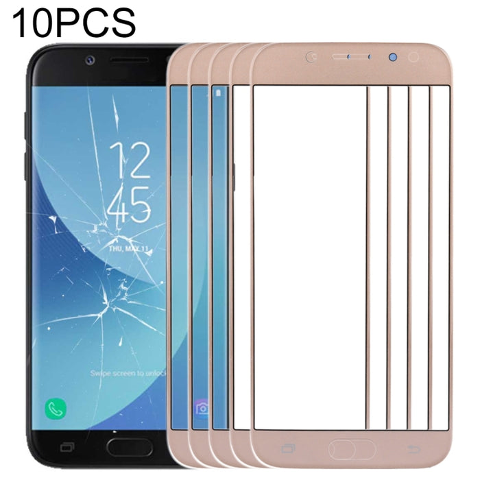Para Samsung Galaxy J5 (2017) / J530 10 piezas Lente de vidrio exterior de pantalla frontal