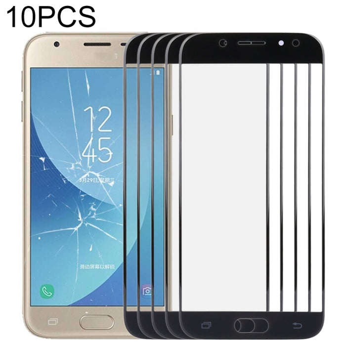 Para Samsung Galaxy J3 2017 / J330 10 piezas Lente de vidrio exterior de pantalla frontal