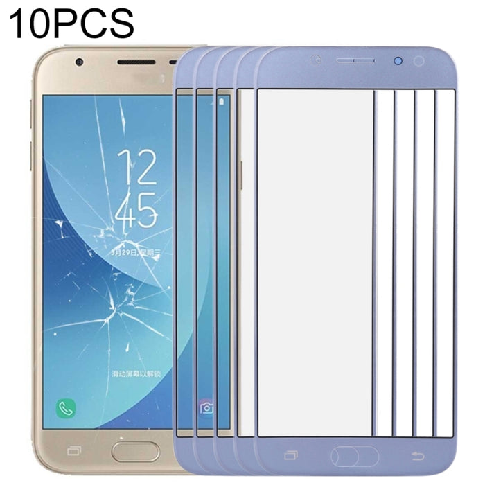 Para Samsung Galaxy J3 2017 / J330 10 piezas Lente de vidrio exterior de pantalla frontal