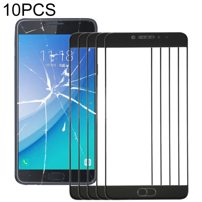 Para Samsung Galaxy C7 Pro / C701 10 piezas Lente de vidrio exterior de pantalla frontal