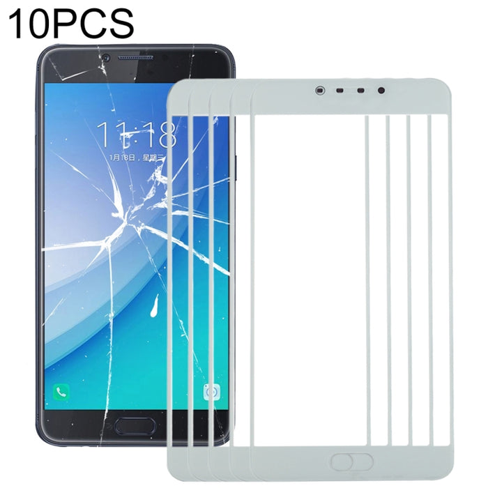 Para Samsung Galaxy C7 Pro / C701 10 piezas Lente de vidrio exterior de pantalla frontal