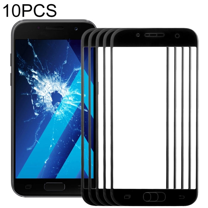 Para Samsung Galaxy A7 (2017) / A720 10 piezas Lente de vidrio exterior de pantalla frontal