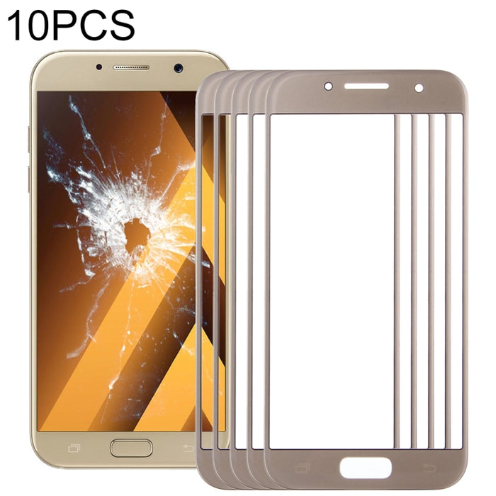Para Samsung Galaxy A7 (2017) / A720 10 piezas Lente de vidrio exterior de pantalla frontal