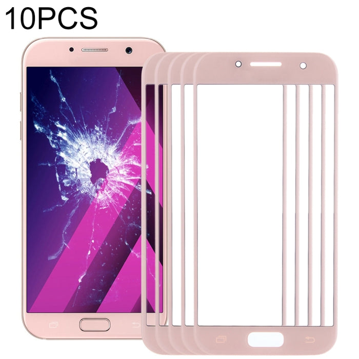 Para Samsung Galaxy A3 (2017) / A320 10 piezas Lente de vidrio exterior de pantalla frontal