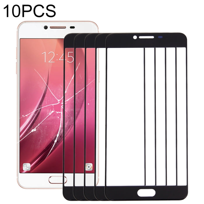Para Samsung Galaxy C7 10 piezas Lente de cristal exterior de pantalla frontal