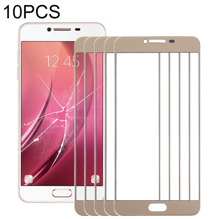 Para Samsung Galaxy C7 10 piezas Lente de cristal exterior de pantalla frontal