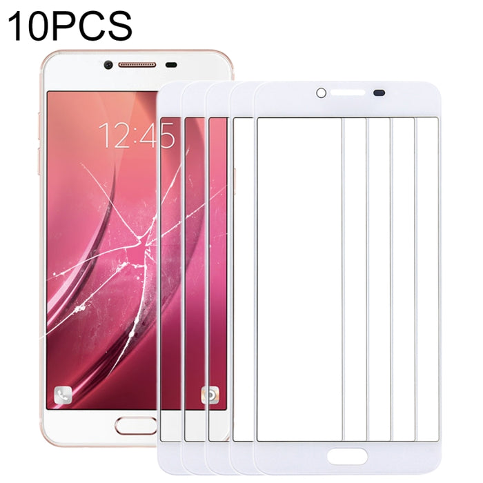 Para Samsung Galaxy C7 10 piezas Lente de cristal exterior de pantalla frontal