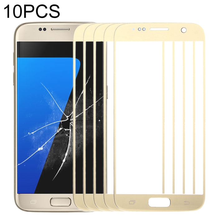 Para Samsung Galaxy S7 / G930 10 piezas Lente de vidrio exterior de pantalla frontal