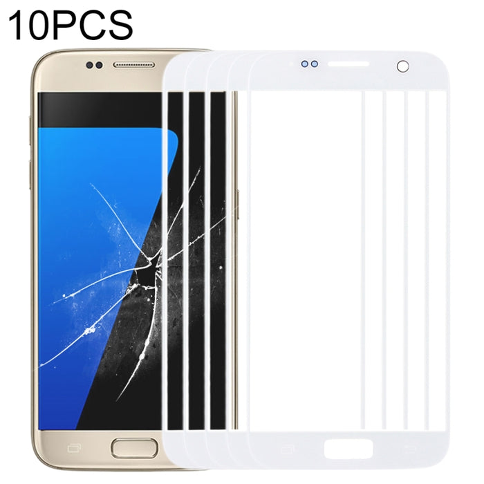 Para Samsung Galaxy S7 / G930 10 piezas Lente de vidrio exterior de pantalla frontal
