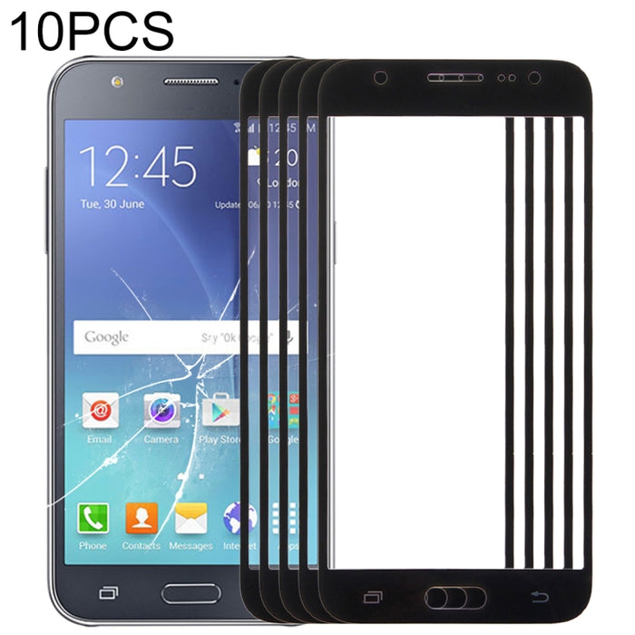 Para Samsung Galaxy J5 / J500 10 piezas Lente de vidrio exterior de pantalla frontal
