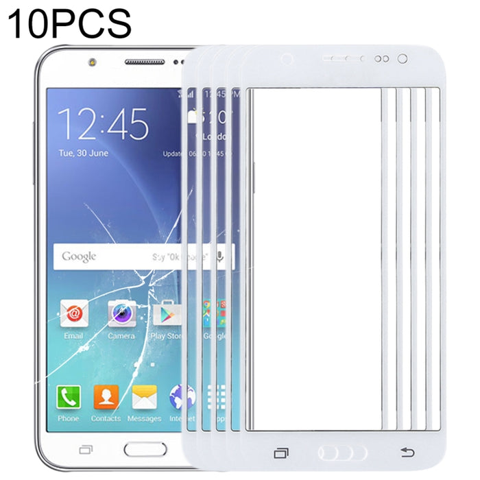 Para Samsung Galaxy J5 / J500 10 piezas Lente de vidrio exterior de pantalla frontal
