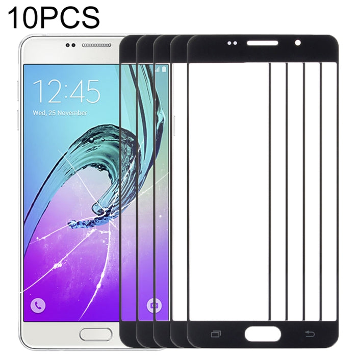 Para Samsung Galaxy A5 (2016) / A510 10 piezas Lente de vidrio exterior de pantalla frontal