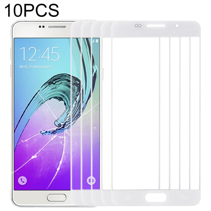 Para Samsung Galaxy A5 (2016) / A510 10 piezas Lente de vidrio exterior de pantalla frontal