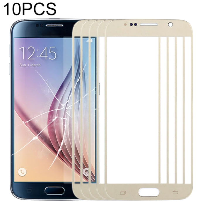 Para Samsung Galaxy S6 / G920F 10 piezas Lente de vidrio exterior de pantalla frontal
