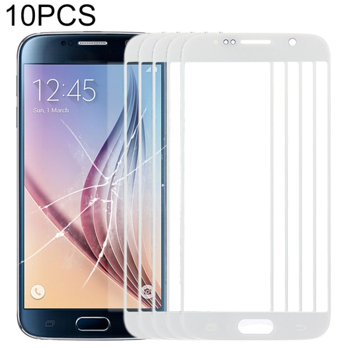 Para Samsung Galaxy S6 / G920F 10 piezas Lente de vidrio exterior de pantalla frontal