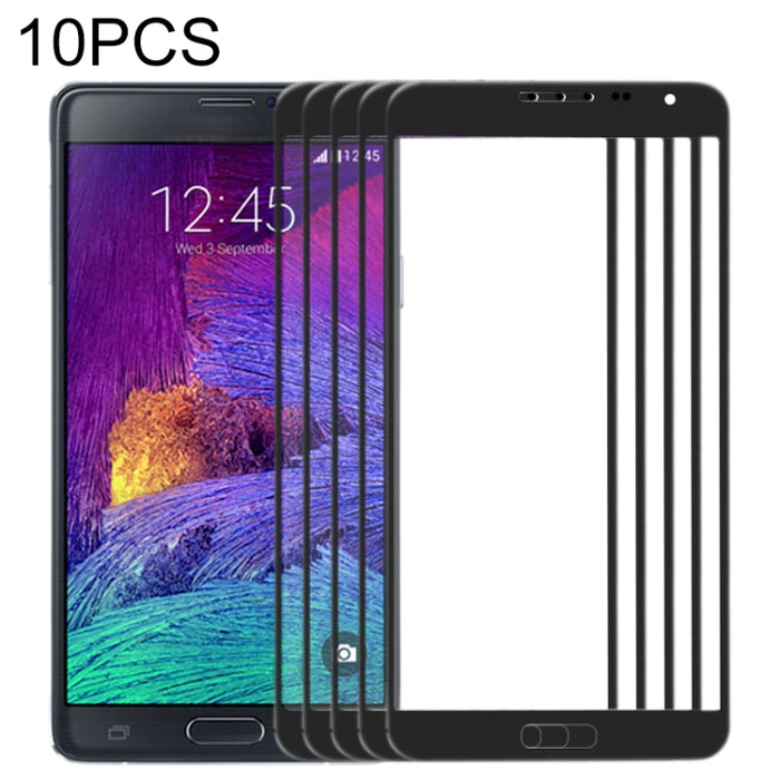 Para Samsung Galaxy Note 4 / N910 10 piezas Lente de vidrio exterior de pantalla frontal