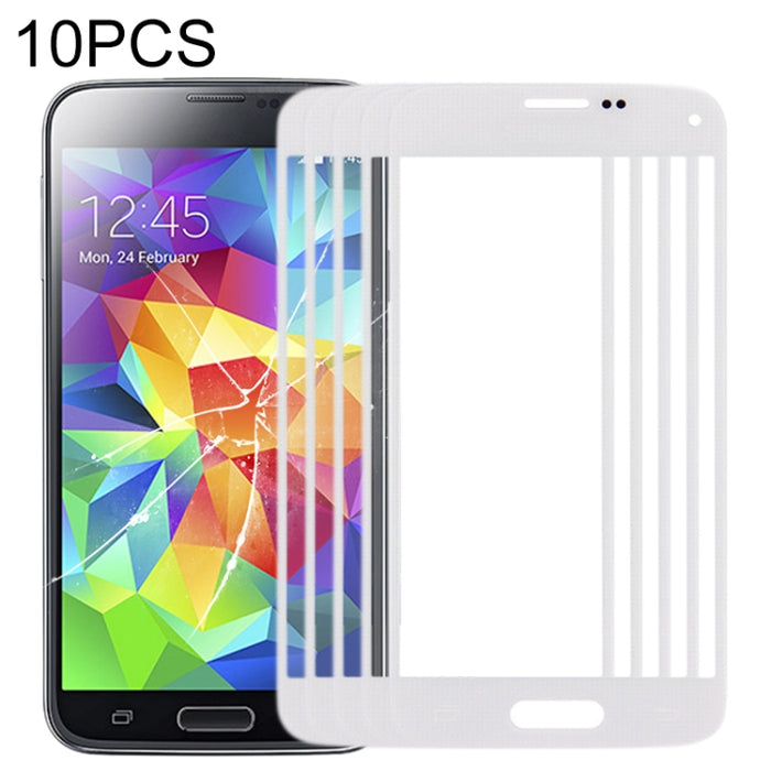 Para Samsung Galaxy S5 mini 10 piezas Lente de cristal exterior de pantalla frontal