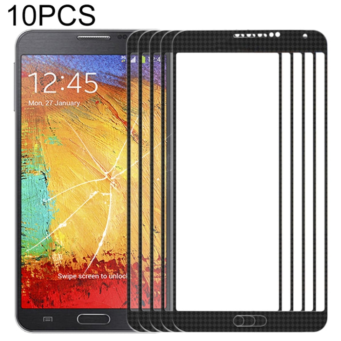 Para Samsung Galaxy Note III / N9000 10 piezas Lente de vidrio exterior de pantalla frontal