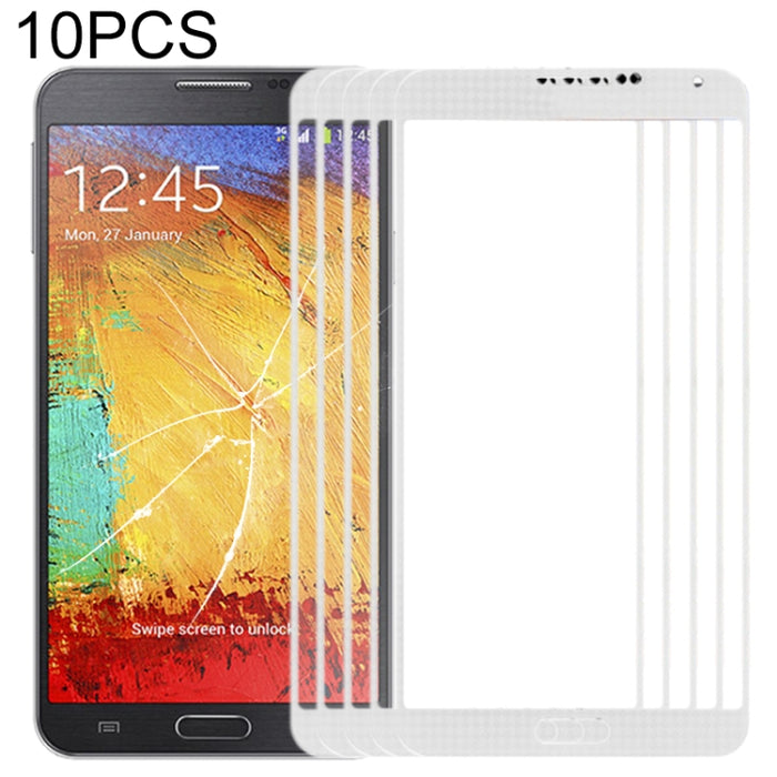 Para Samsung Galaxy Note III / N9000 10 piezas Lente de vidrio exterior de pantalla frontal