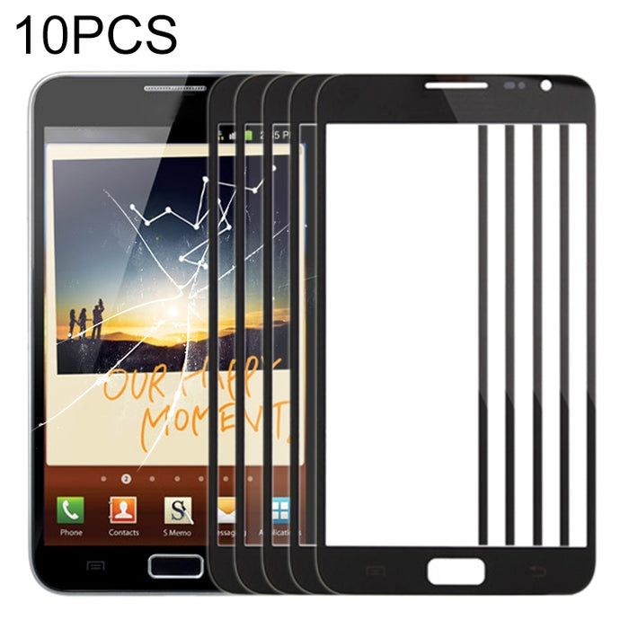 Para Samsung Galaxy Note N7000 / i9220 10 piezas Lente de vidrio exterior de pantalla frontal