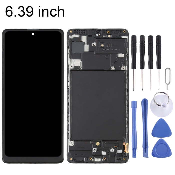 Pantalla LCD de material OLED y ensamblaje completo del digitalizador con marco para Samsung Galaxy A71 SM-A715 (6,39 pulgadas)