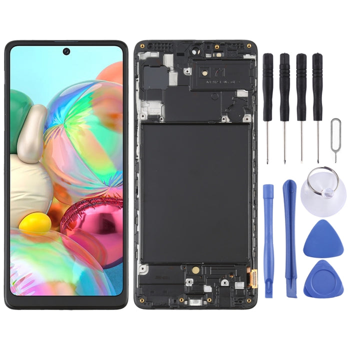 Pantalla LCD de material OLED y ensamblaje completo del digitalizador con marco para Samsung Galaxy A71 SM-A715 (6,39 pulgadas)