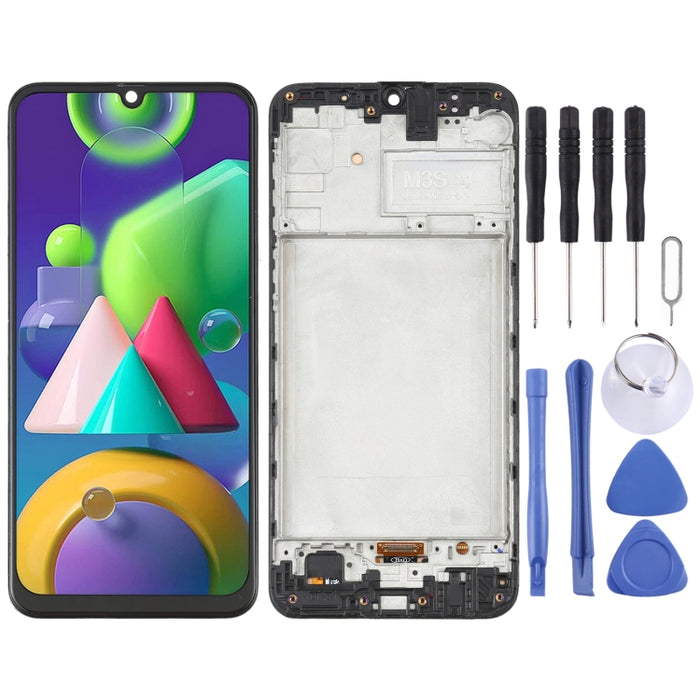 Pantalla LCD de material OLED y ensamblaje completo del digitalizador con marco para Samsung Galaxy M21 SM-M215