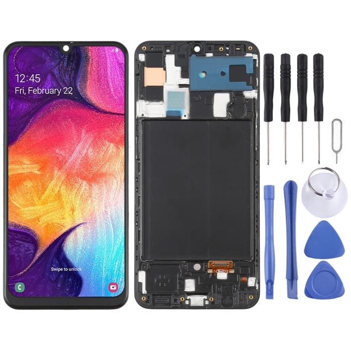 Pantalla LCD de material OLED y ensamblaje completo del digitalizador con marco para Samsung Galaxy A50 SM-A505