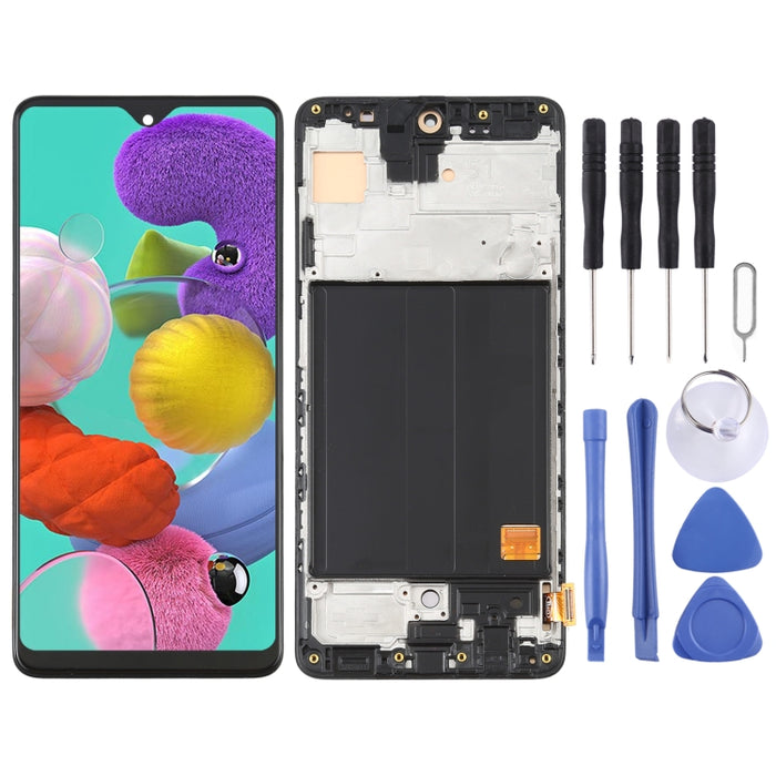 Pantalla LCD de material OLED y ensamblaje completo del digitalizador con marco para Samsung Galaxy A51 4G SM-A515 (6,36 pulgadas)