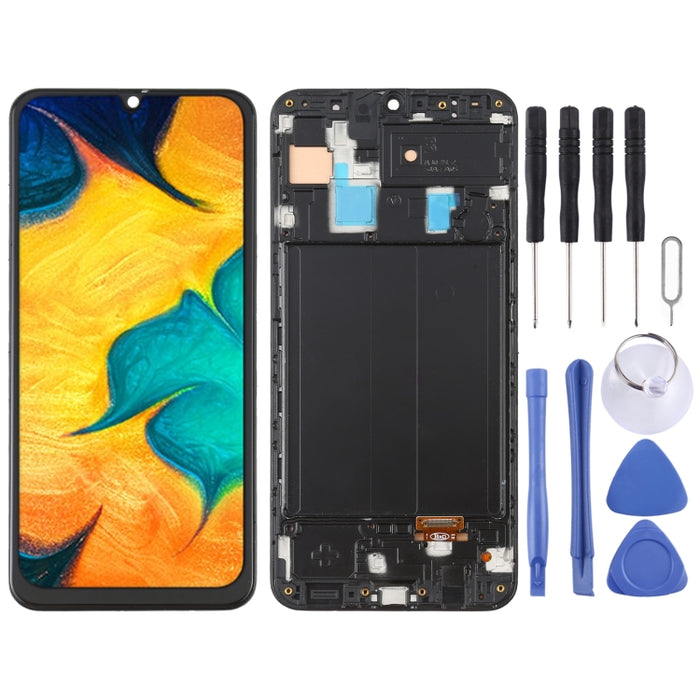 Pantalla LCD de material OLED y ensamblaje completo del digitalizador con marco para Samsung Galaxy A30 SM-A305
